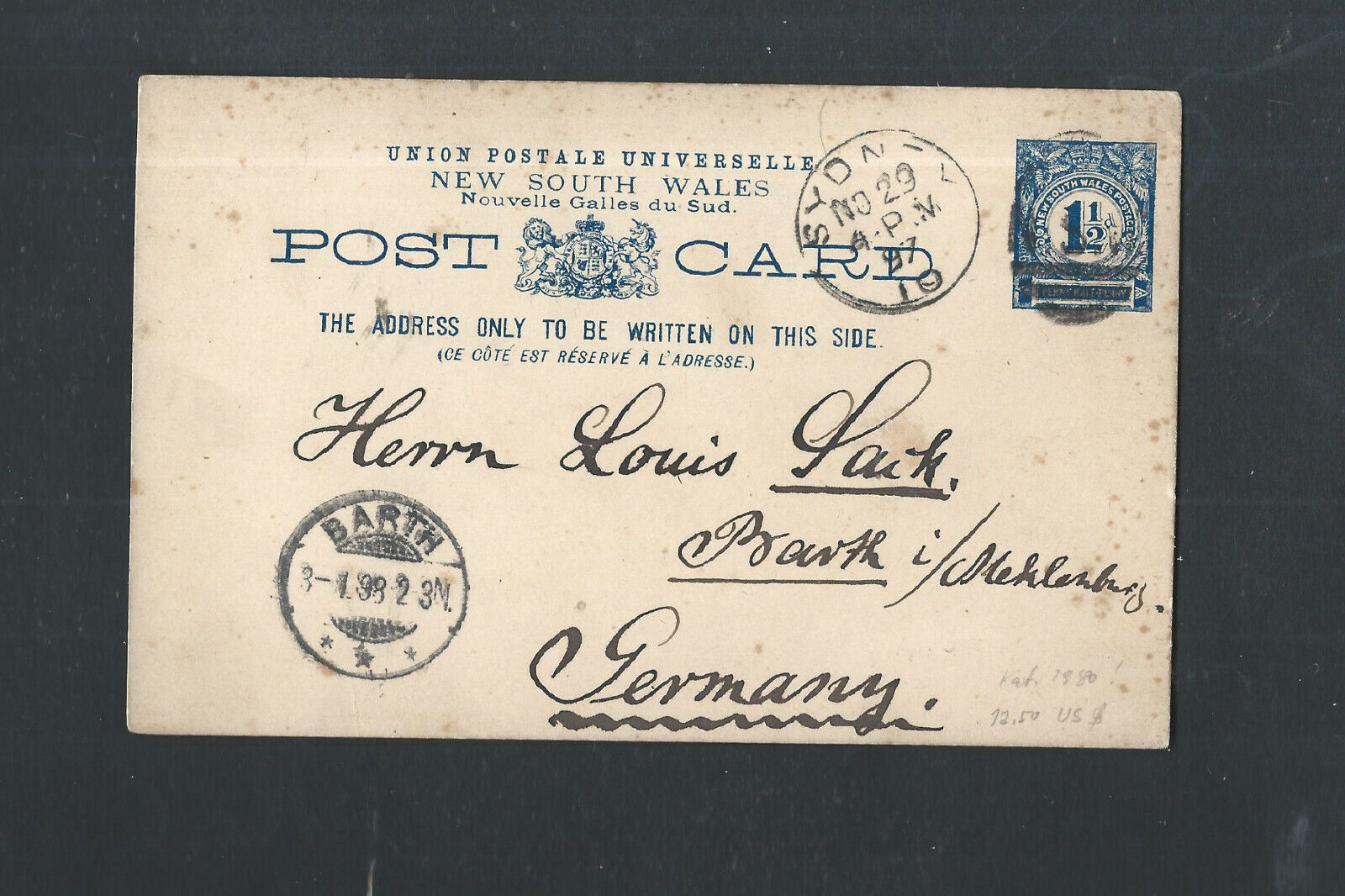 Australia 1897  - Nsw - Card To Germany