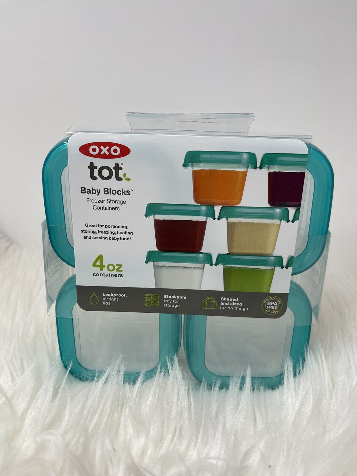 Oxo Tot Baby Blocks Plastic Freezer Storage Containers 4 Oz New In Teal