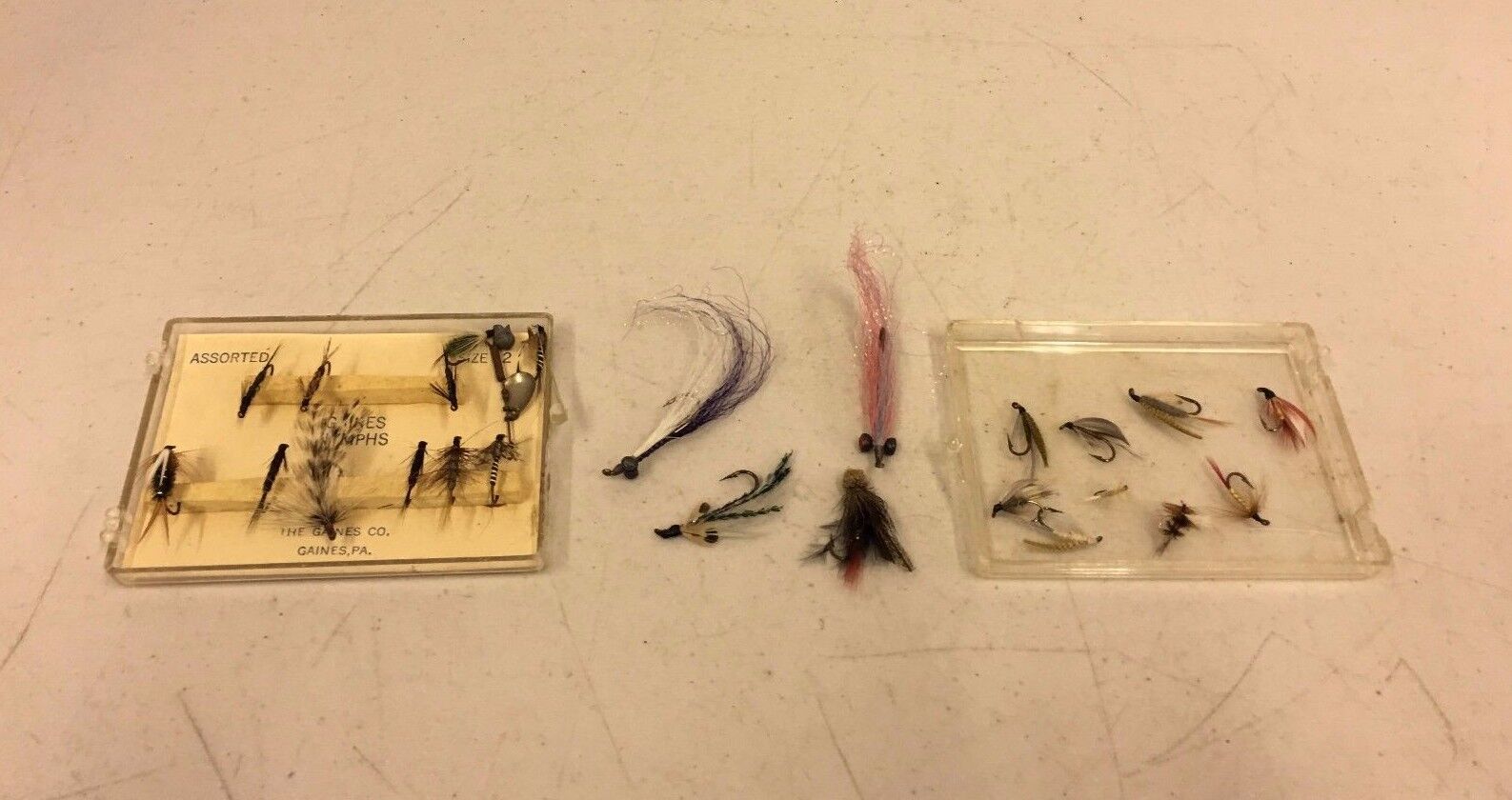Vintage Lot Of Fly Fishing Flies Trout Hand Tied Fish Rod Estate Find