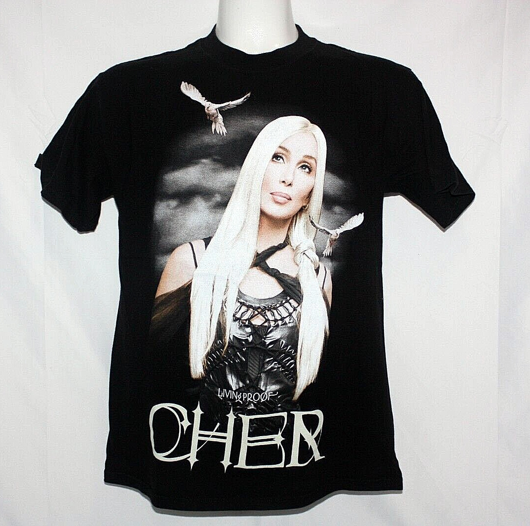 Cher Living Proof 2003 Farewell Tour Concert T-shirt ~ Black ~ Men's Sz Med ~euc