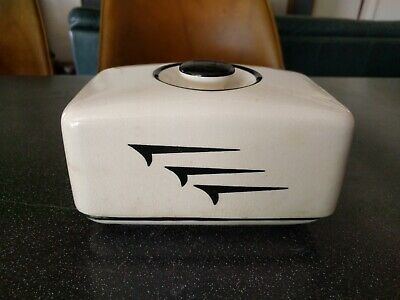 Vintage Art Deco Black & White Butter Dish Universal Pottery  And Antique Cheese