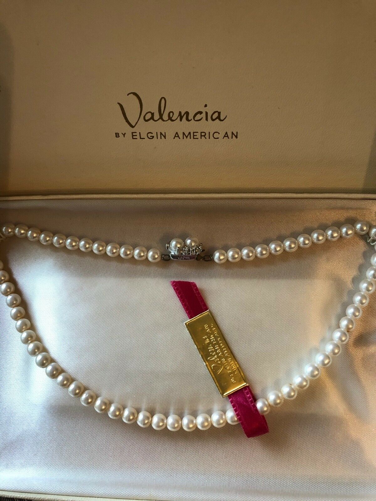 Vintage Valencia By Elgin American Simulated Pearls Japan