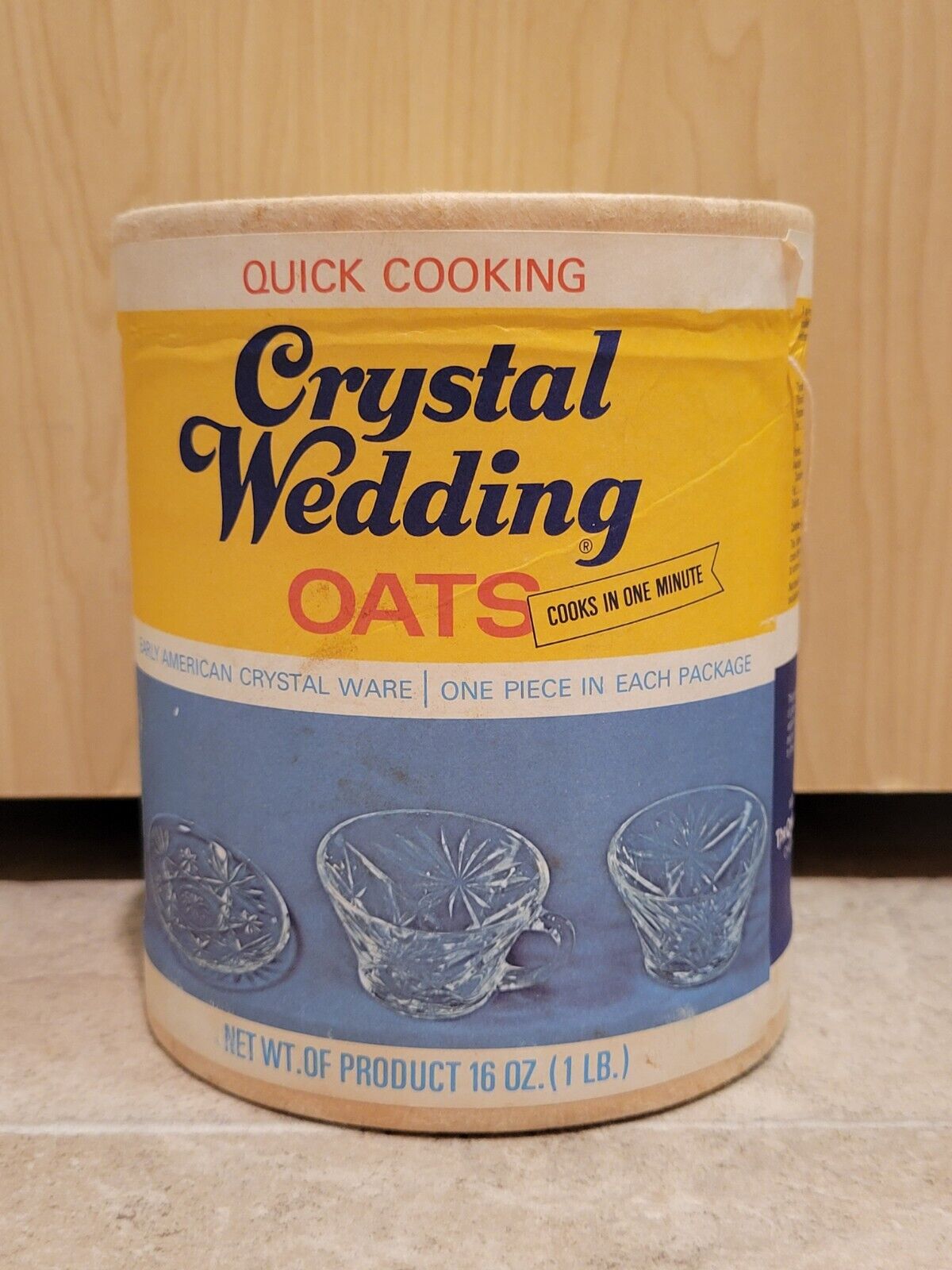 Vtg Crystal Wedding Oats Early American Crystal Ware Sealed Nos Quaker Oats Co.