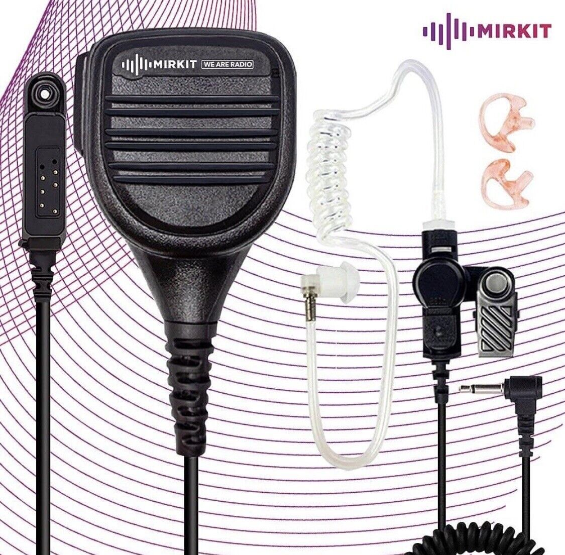 Mirkit Radio Accessories Set Mic W/ Acoustic Tube Earpiece