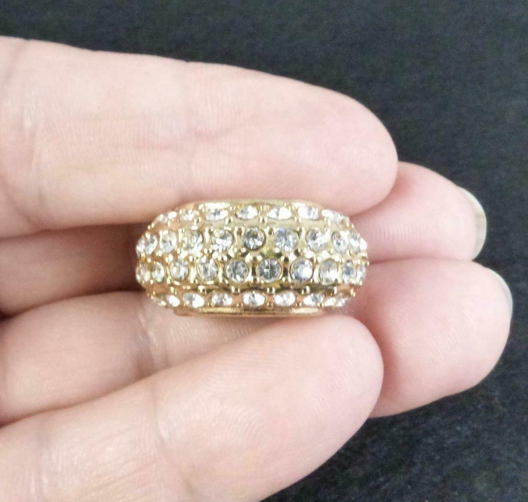 Godiva Crystal Pendant / Neck Scarf Ring Gold Tone / Engraved Godiva