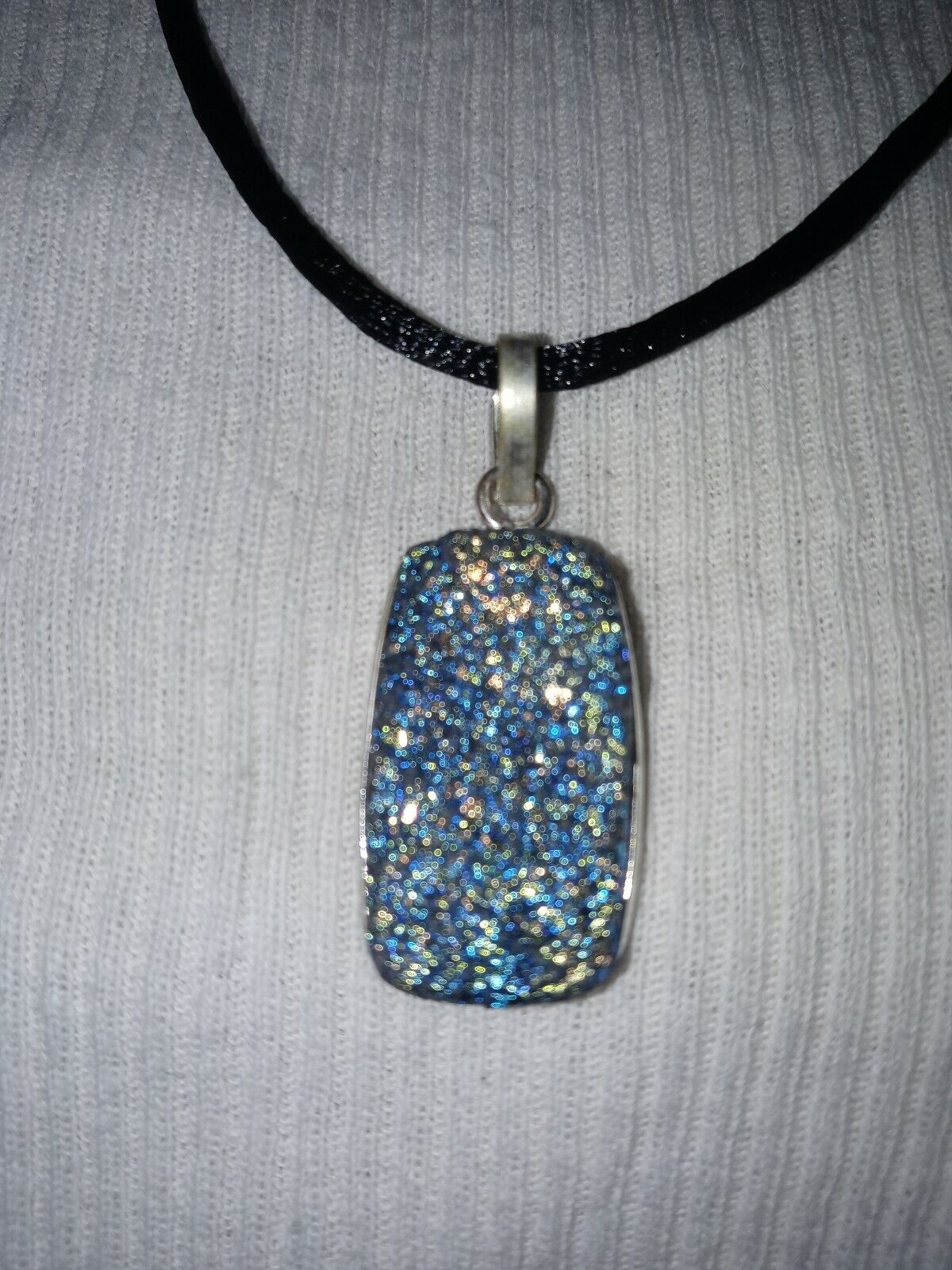 #7 Blue Druzy Crystal Necklace 925 Silver Reiki Witch Wicca Psychic Healer
