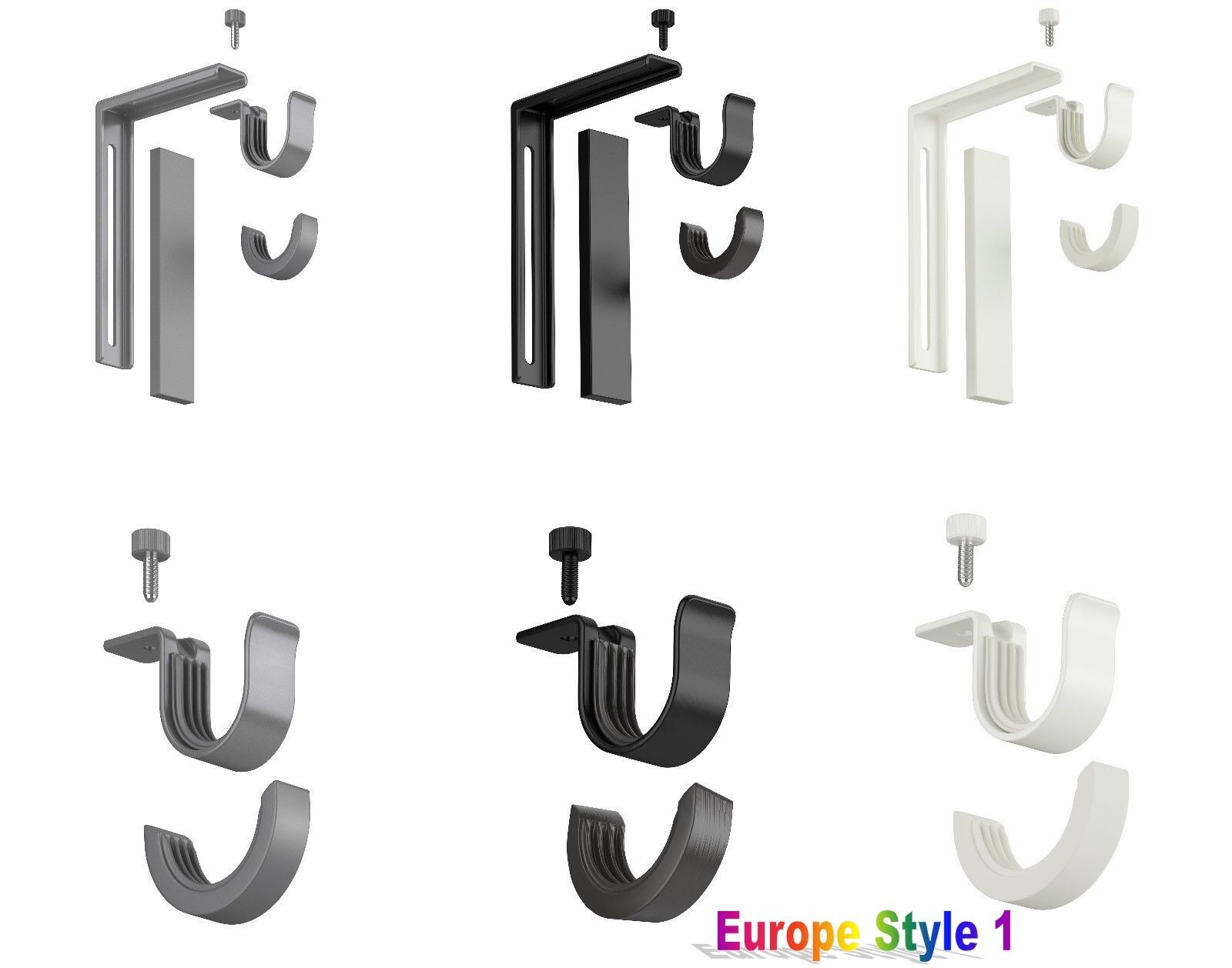 Ikea Betydlig Curtain Rod Holder And Wall / Ceiling Bracket White Black Silver
