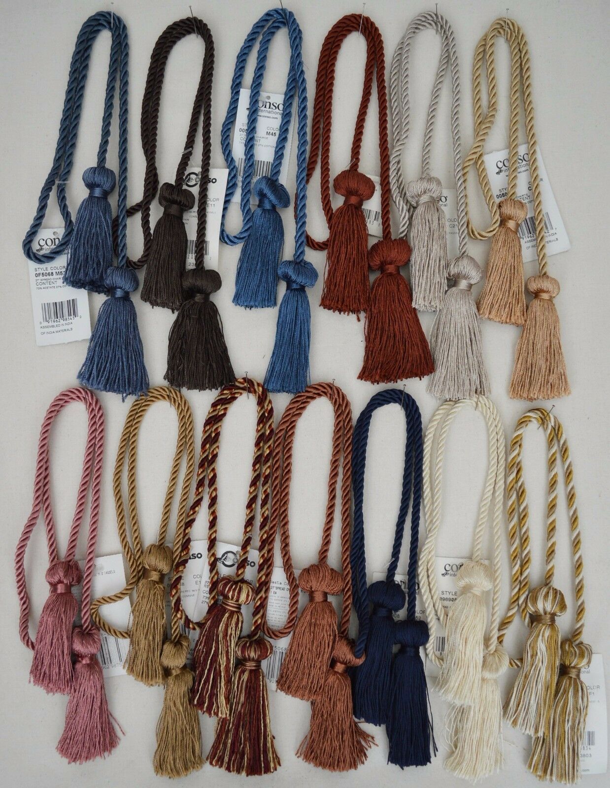 Curtain & Chair Tie Back -27"spread With 3" Double Tassel - 25 Colors!!!