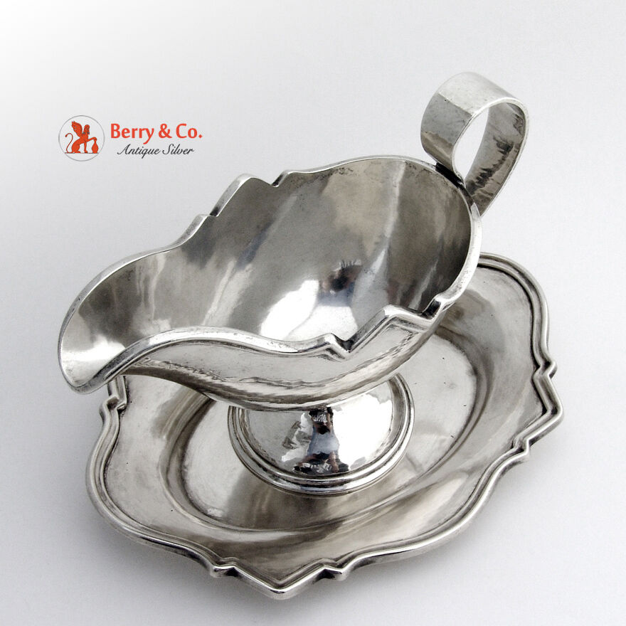 Hand Made Gravy Boat And Plate Sterling Shreve San Francisco 1910 Mono B
